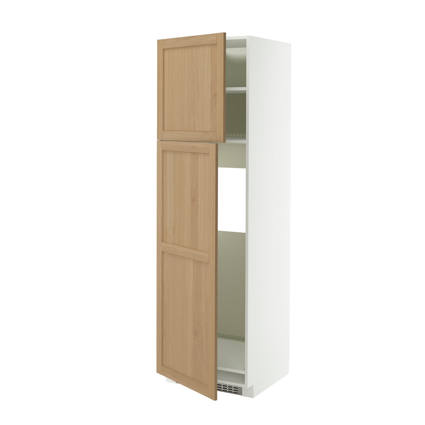 высокий шкаф д/холодильника/2дверцы, белый/Forsbacka дуб, 60x60x200 см