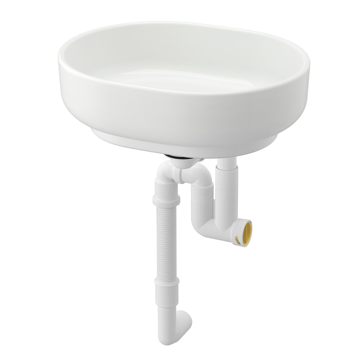 Накладная раковина с сифоном, белый, 39x31 см