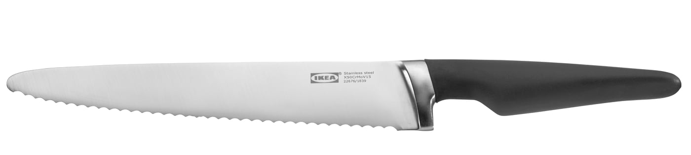 Нож для хлеба, чёрный, 23 см