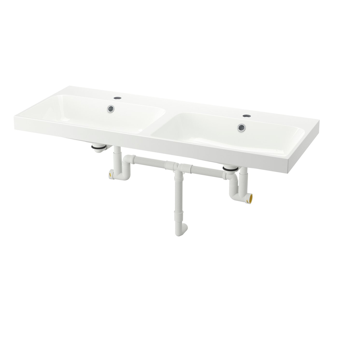 Двойная раковина с сифоном, белый, 120x48 см
