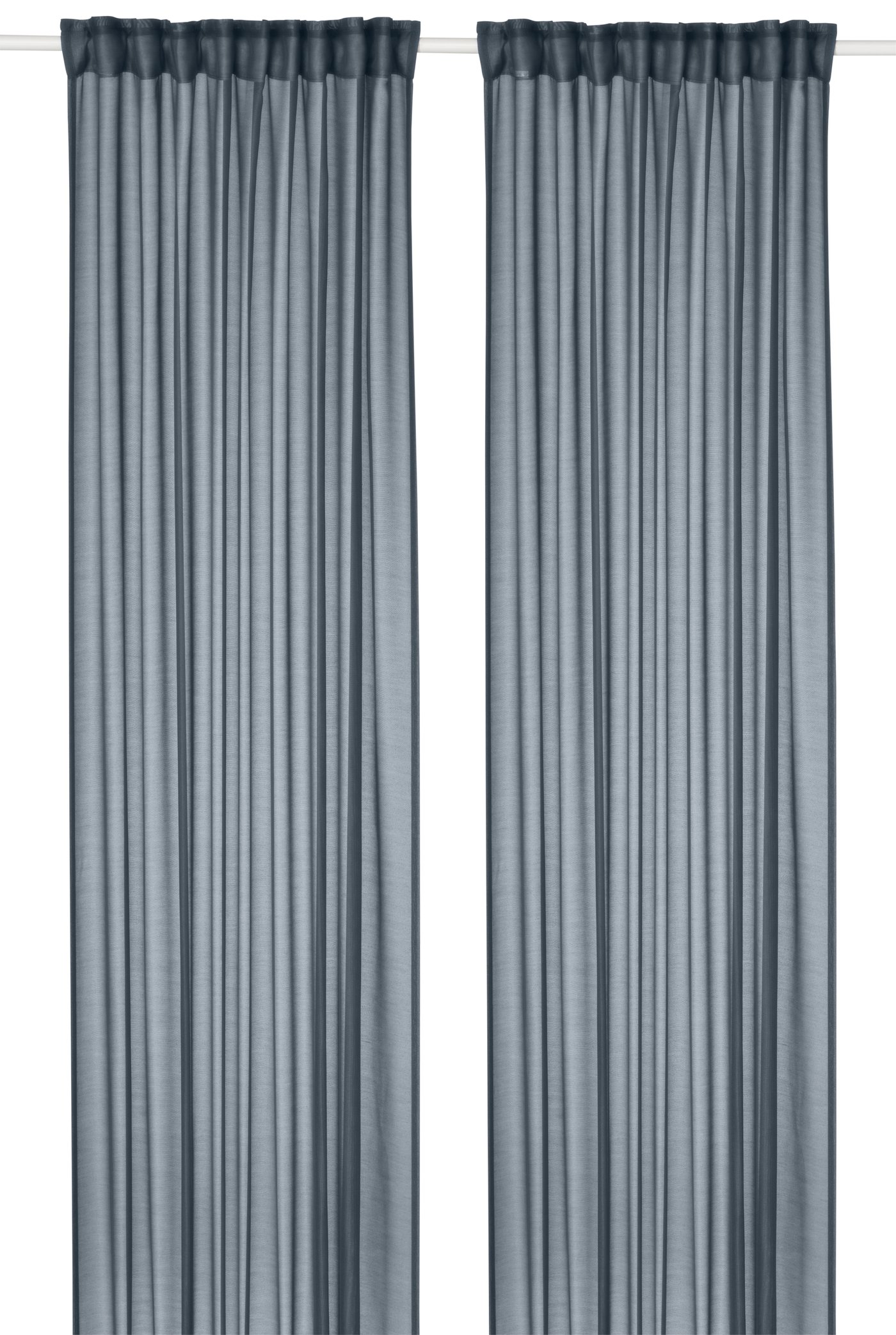 Гардины, 2 шт., темно-синий/с лентой, 145x300 см