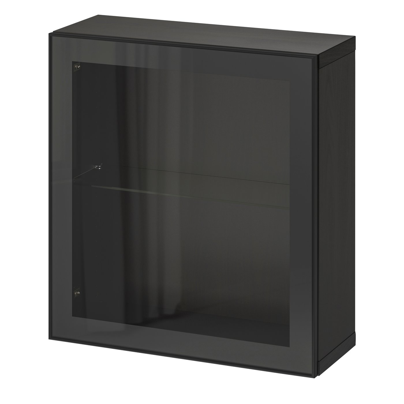 Комбинация настенных шкафов, черно-коричневый/Glassvik чёрный, 60x22x64 см