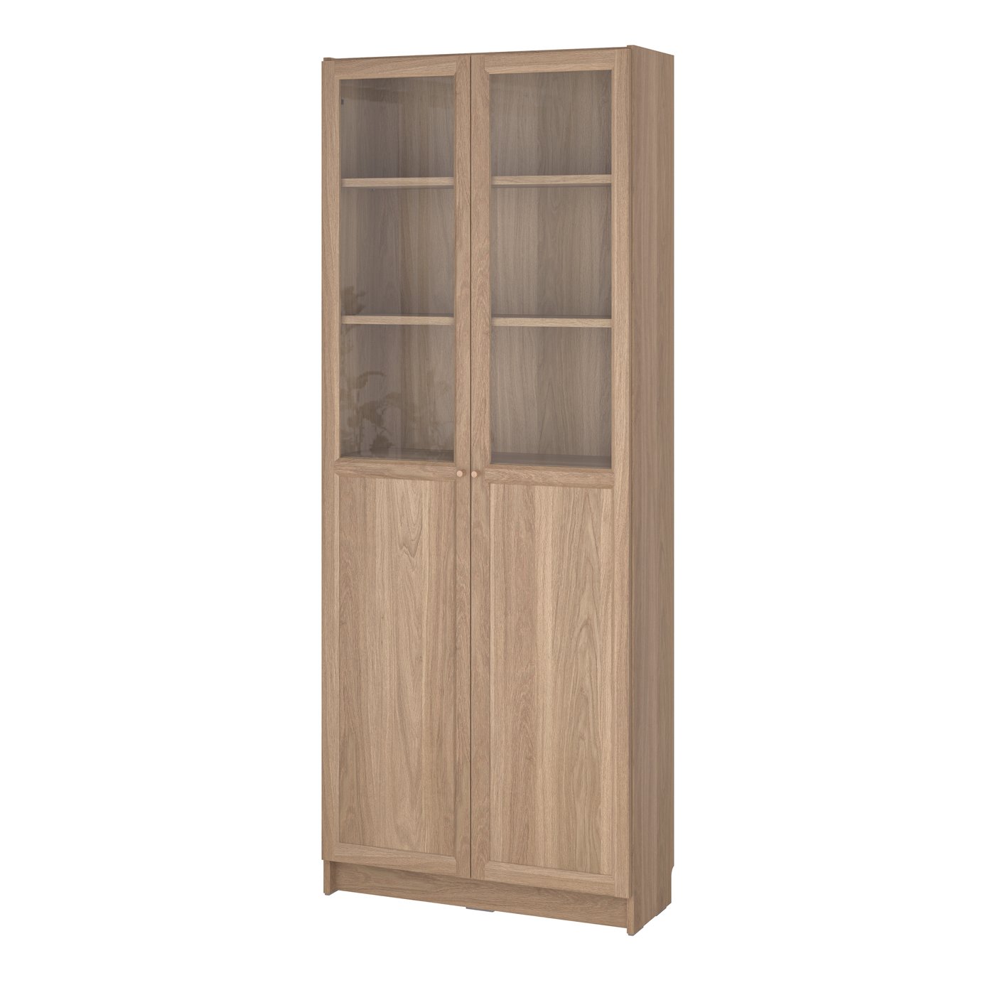 Стеллаж/панельные/стеклянные двери, под дуб, 80x30x202 см