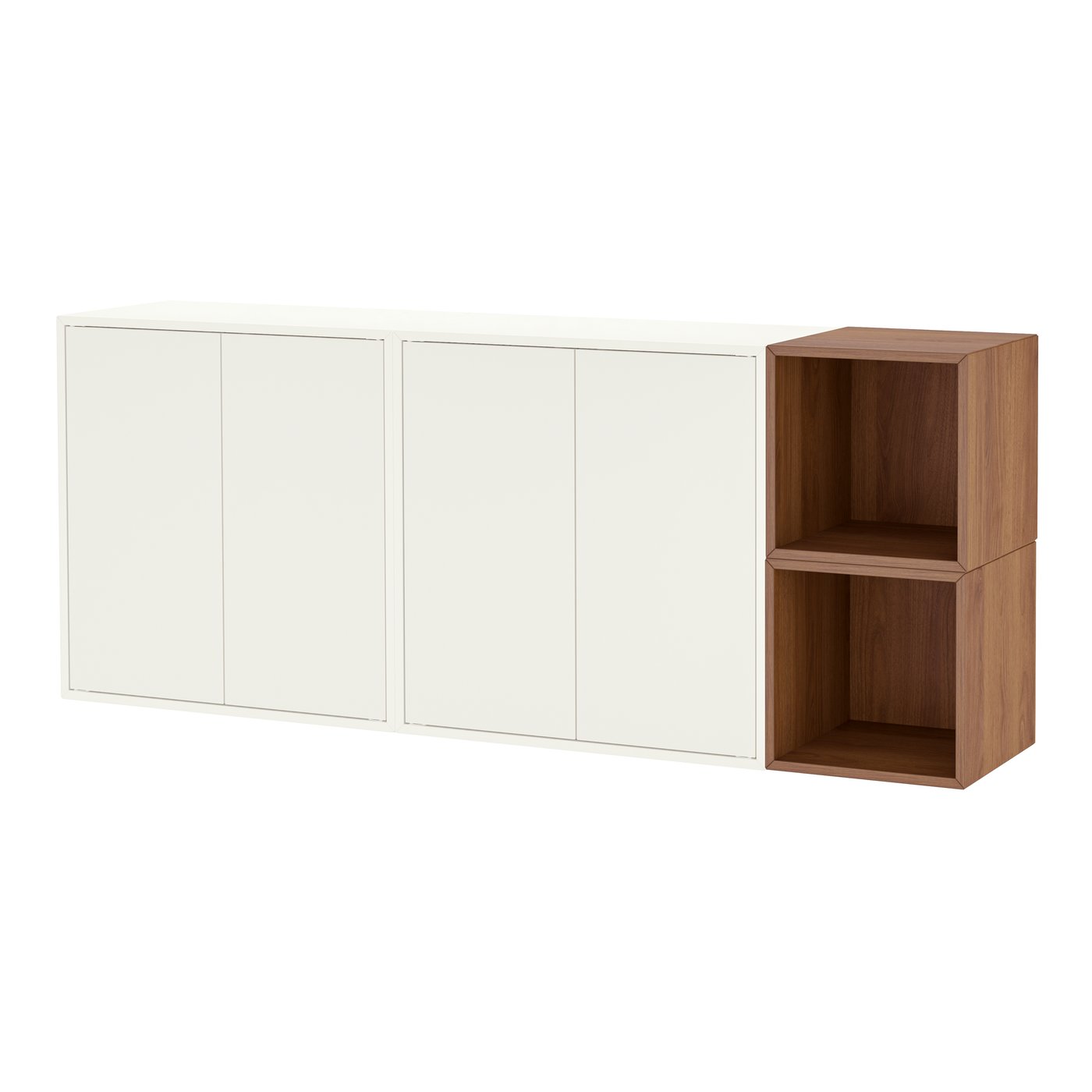 Комбинация настенных шкафов, белый/под грецкий орех, 175x35x70 см