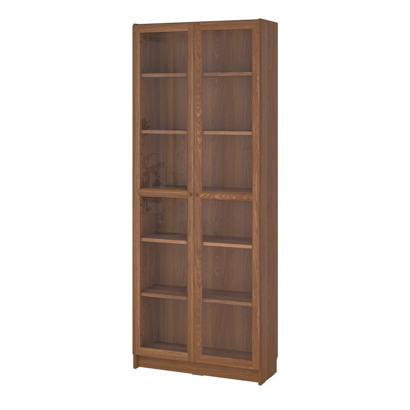 стеллаж со стеклянными дверцами, коричневый под грецкий орех, 80x30x202 см