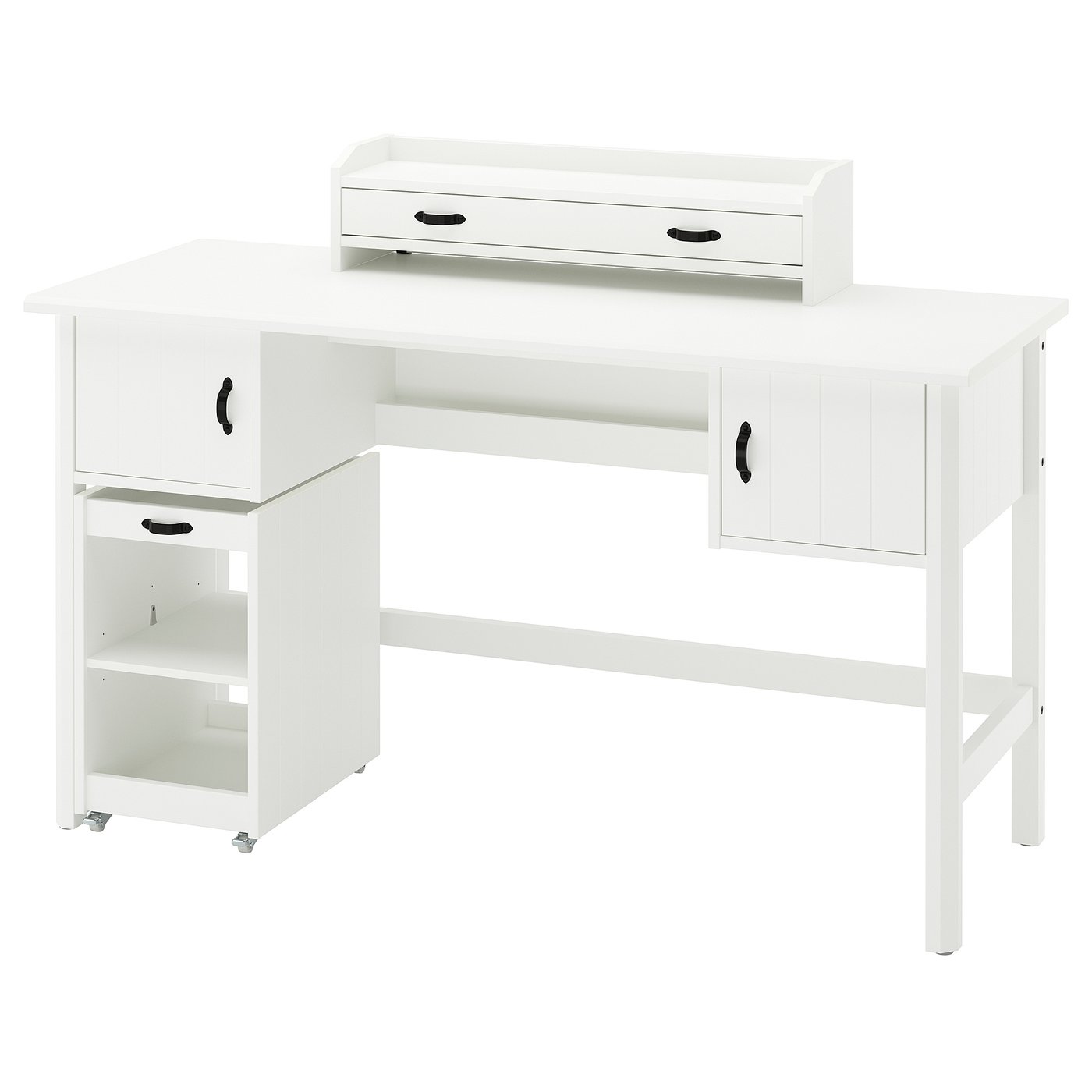 Стол и комбинация для хранения, белый, 135x53 см