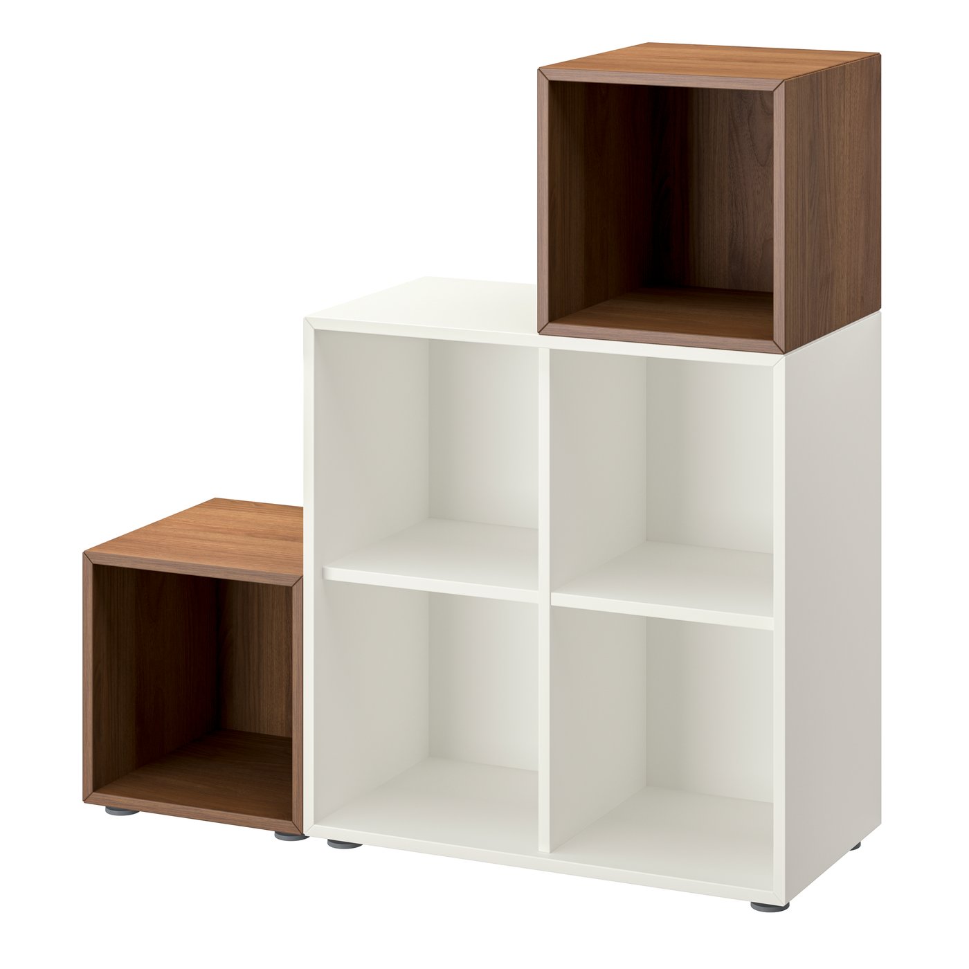 Комбинация шкафов с ножками, белый/под грецкий орех, 105x35x107 см