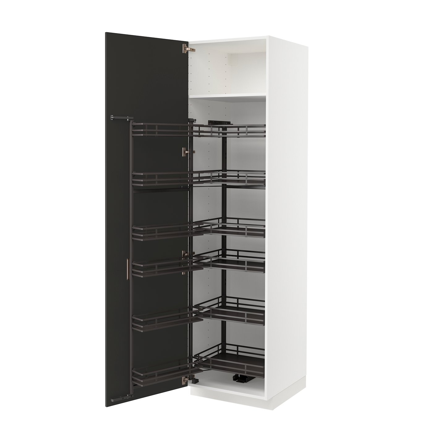 Высокий шкаф с выдвижным модулем, белый/Nickebo матовый антрацит, 60x60x220 см