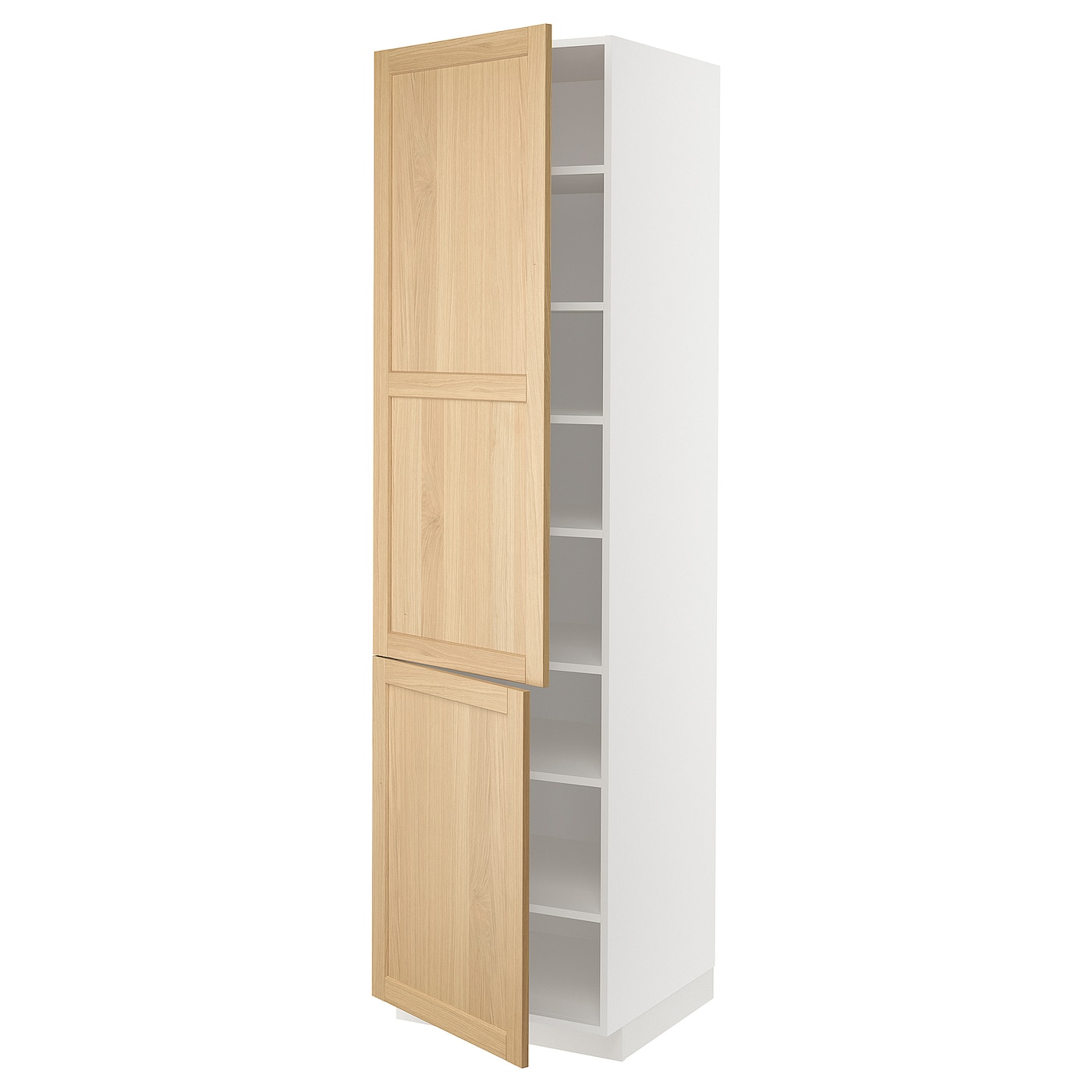 высокий шкаф с полками/2 дверцы, белый/Forsbacka дуб, 60x60x220 см