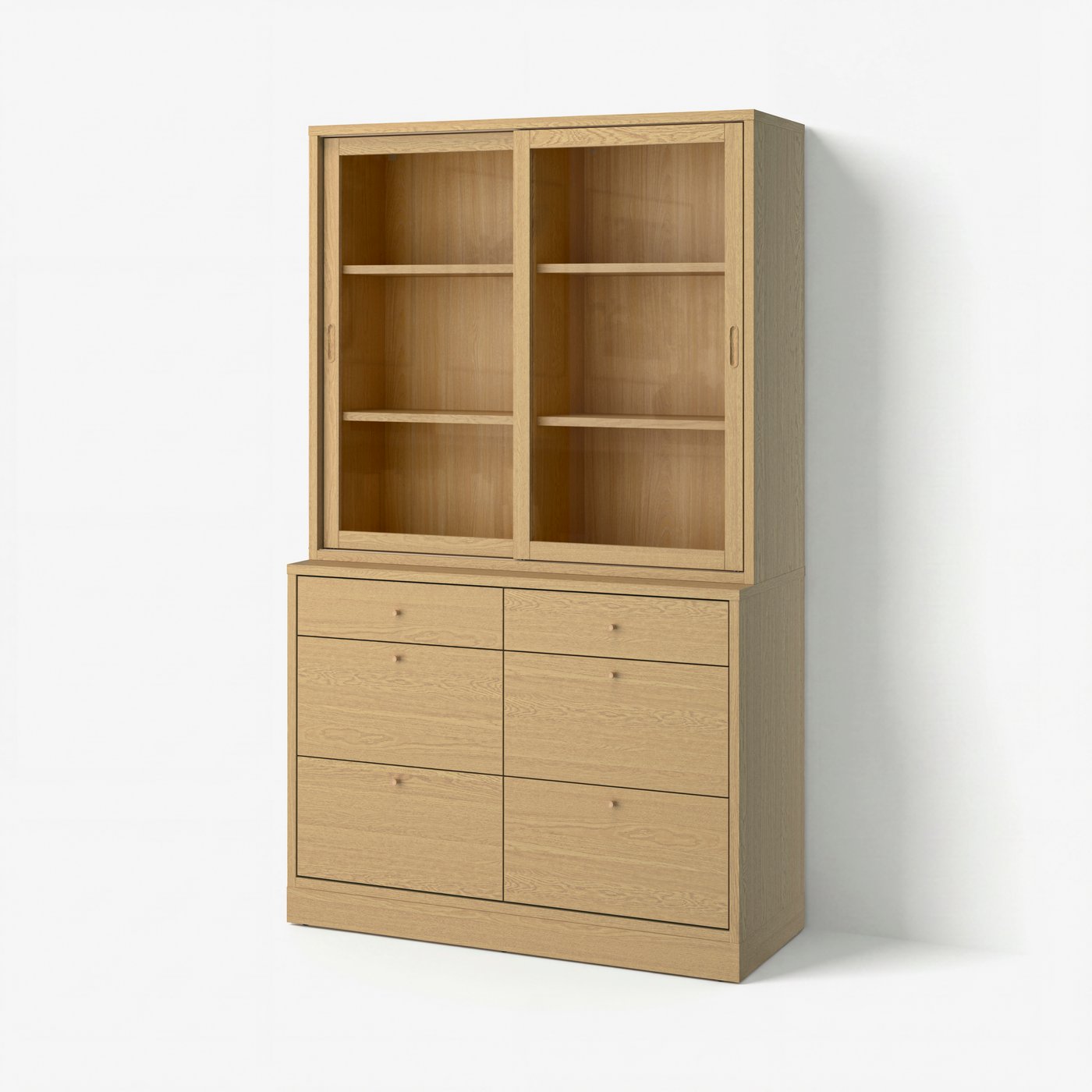 комбинация для хранения с ящиками, дубовый шпон/стекло, 121x47x210 см