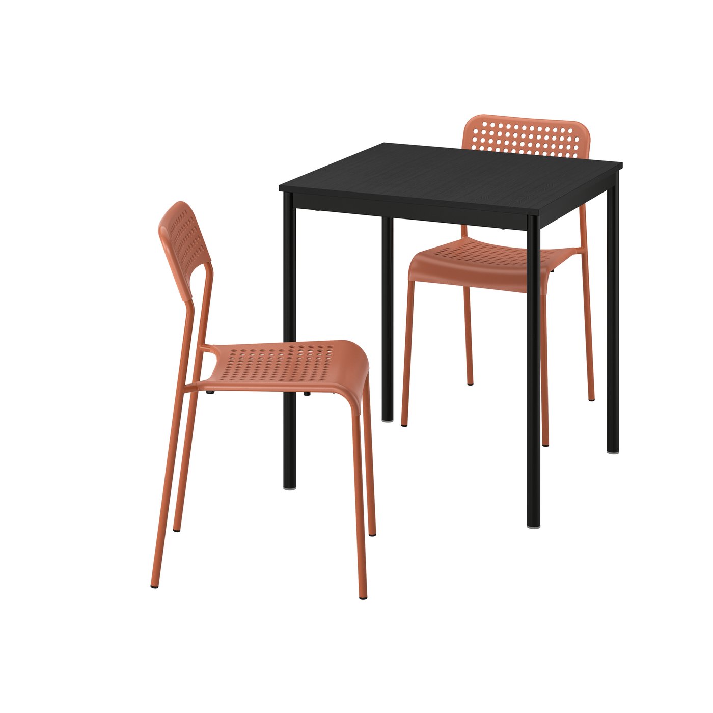 Стол и 2 стула, чёрный чёрный/красно-коричневый, 67x67 см
