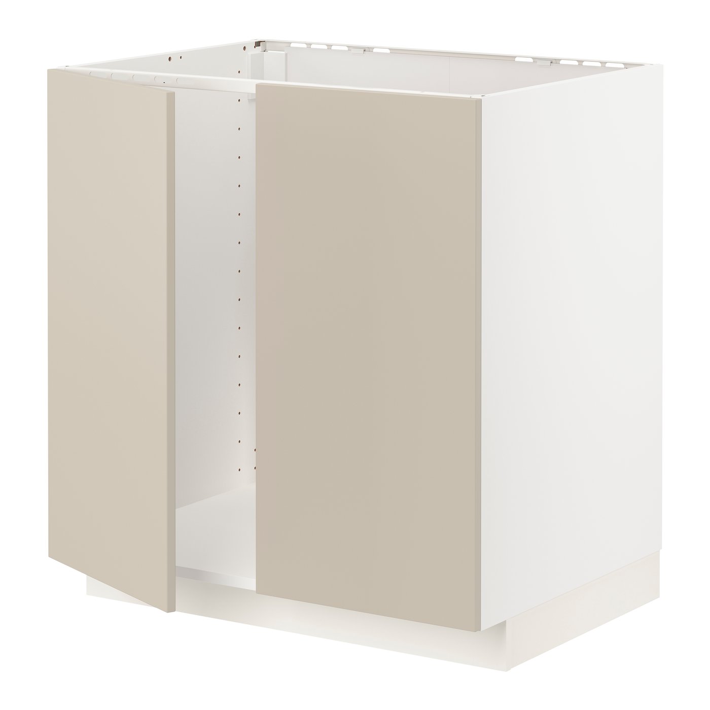 Напольный шкаф для мойки+2 двери, белый/Havstorp бежевый, 80x60 см