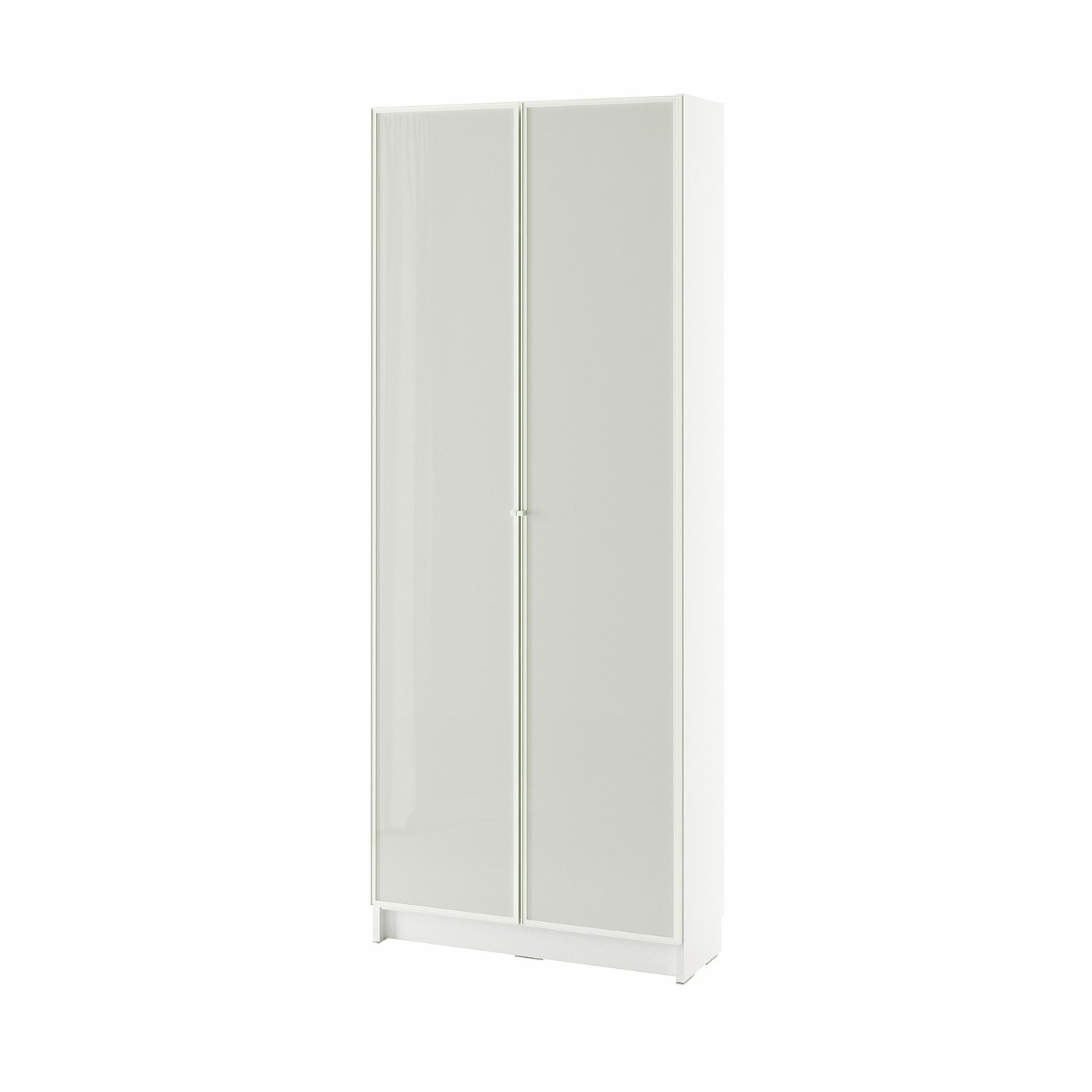 стеллаж со стеклянными дверцами, белый, 80x30x202 см