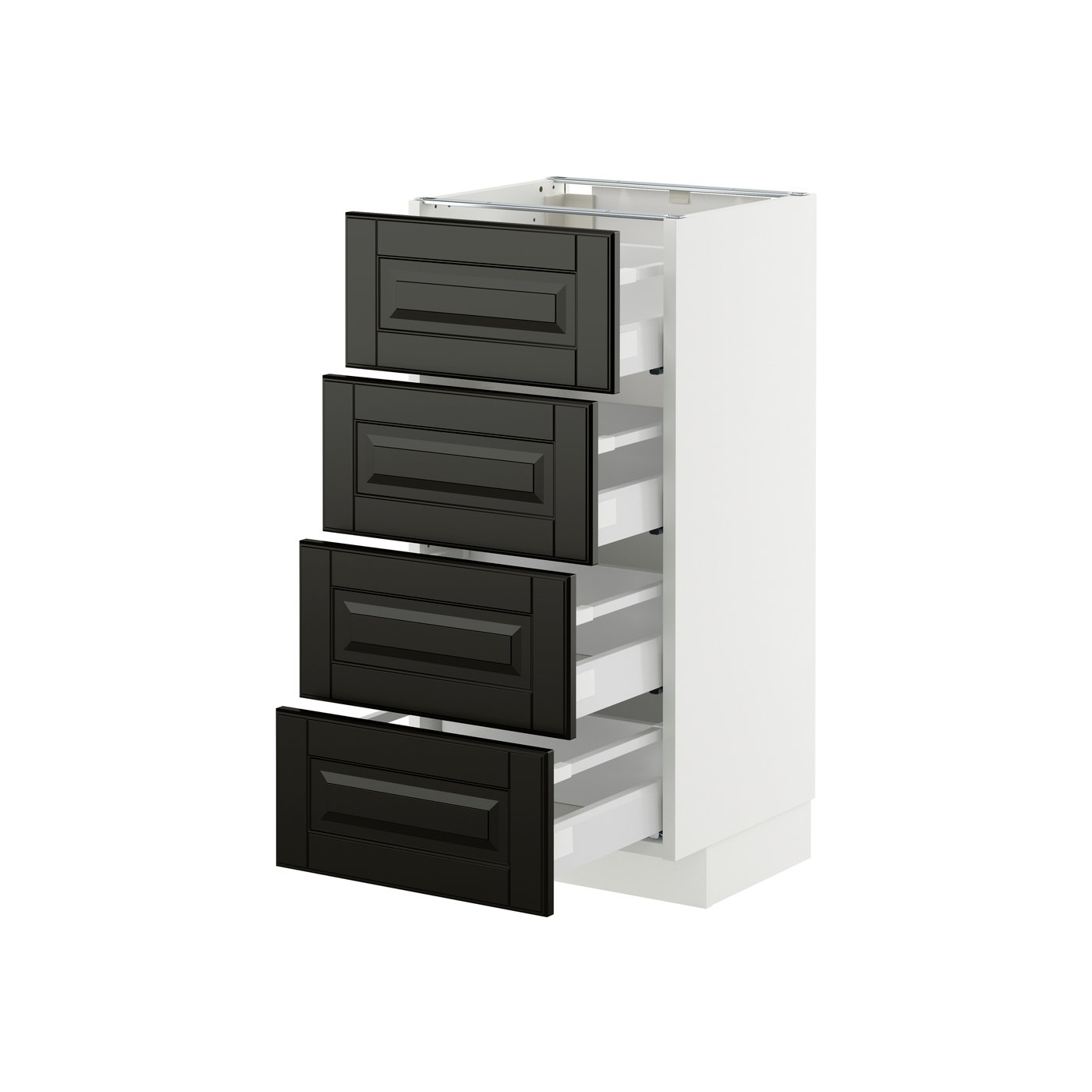 Напольный шкаф 4 фасада/4 ящика, белый/Bodbyn чёрный, 40x37 см