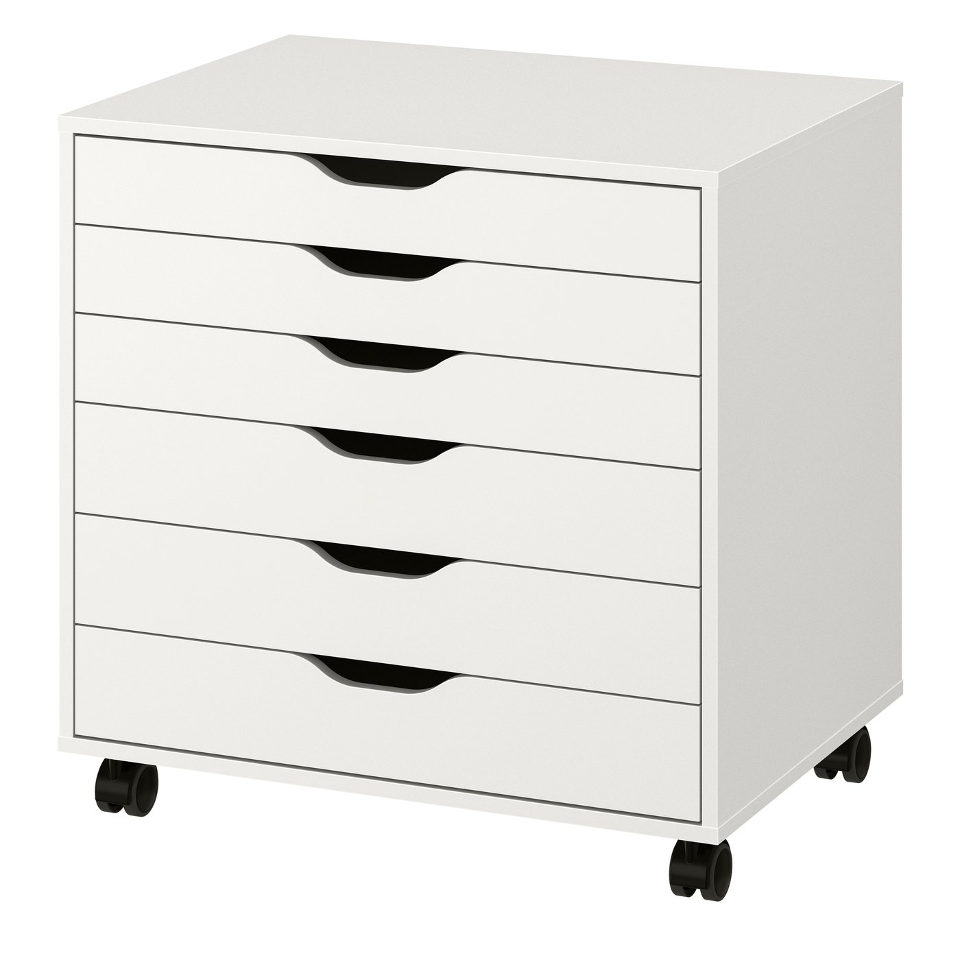 Тумба с ящиками на колесах, белый, 67x66 см