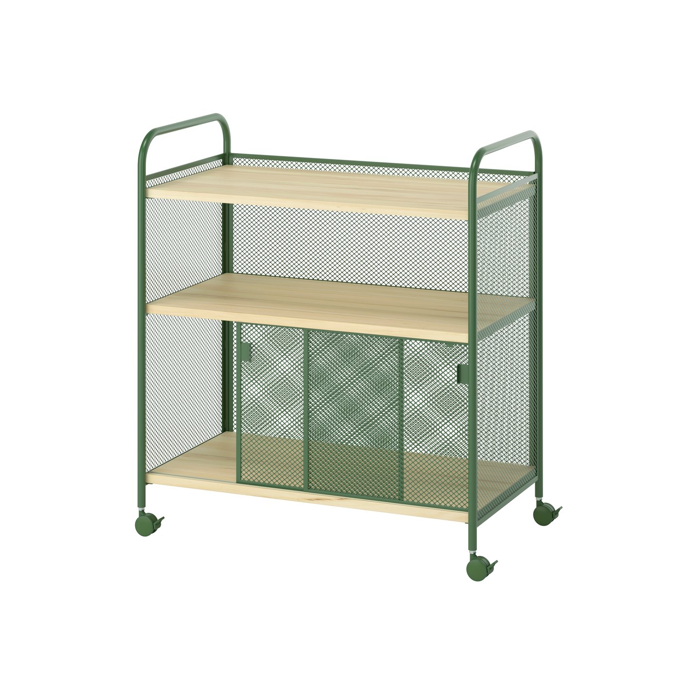 Шкафчик на колесах, темно-зеленый/металлический, 79x44x88 см