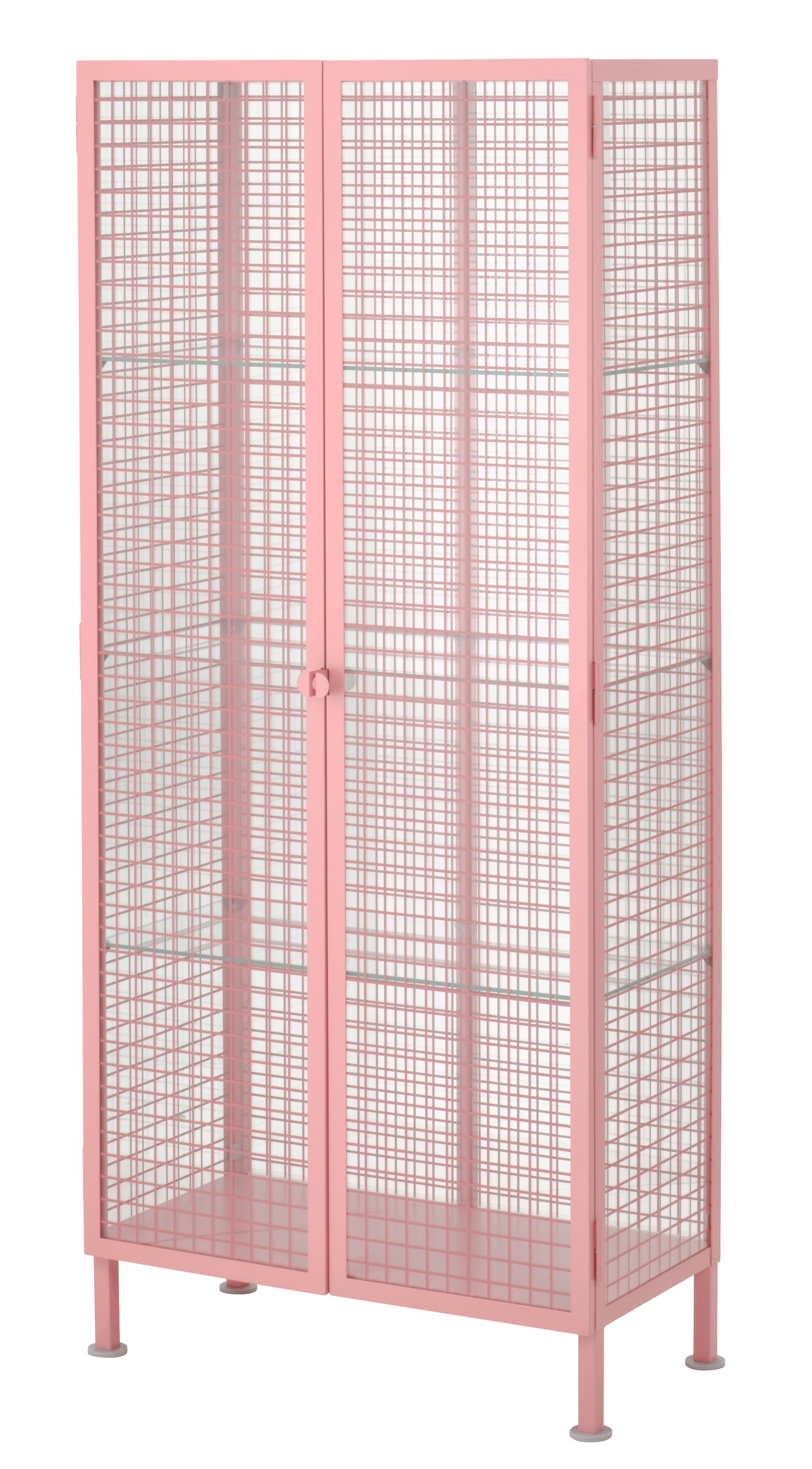 Шкаф-витрина, светло-розовый, 73x36x160 см