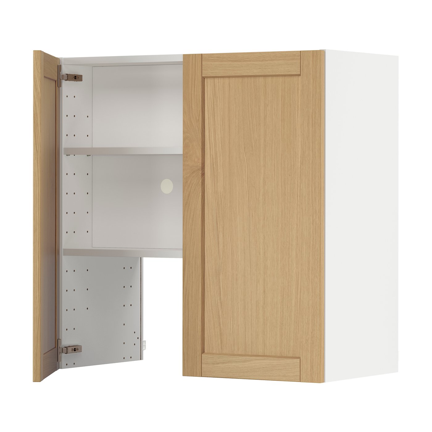 навесной шкаф д/вытяжки/полка/дверь, белый/Forsbacka дуб, 80x80 см
