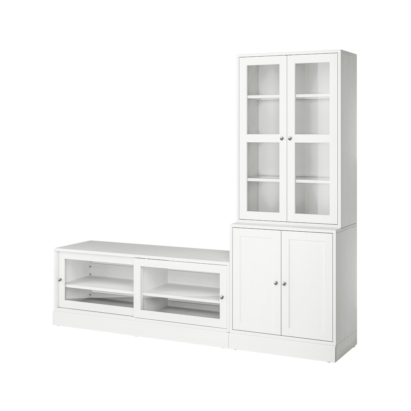 комбинация для ТВ/стеклянные дверцы, белый, 241x47x212 см