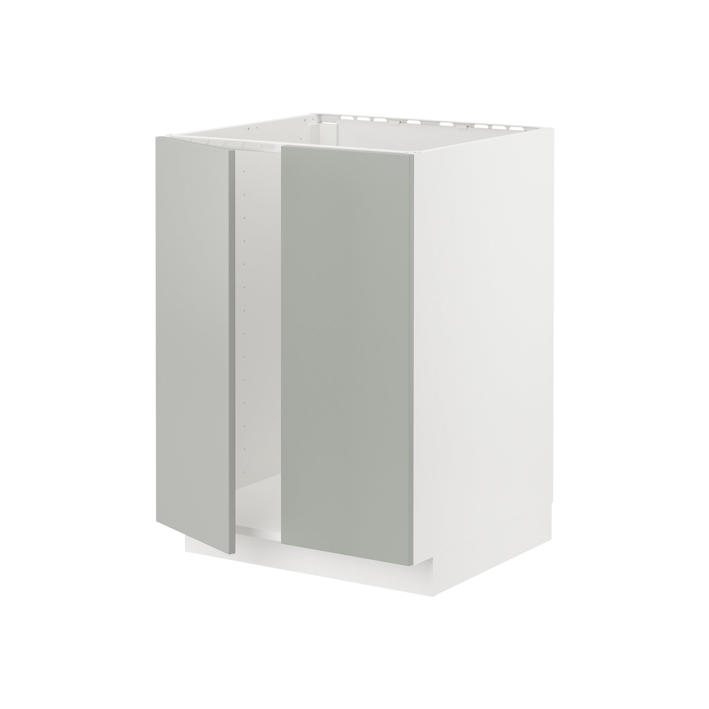 Напольный шкаф для мойки+2 двери, белый/Havstorp светло-серый, 60x60 см