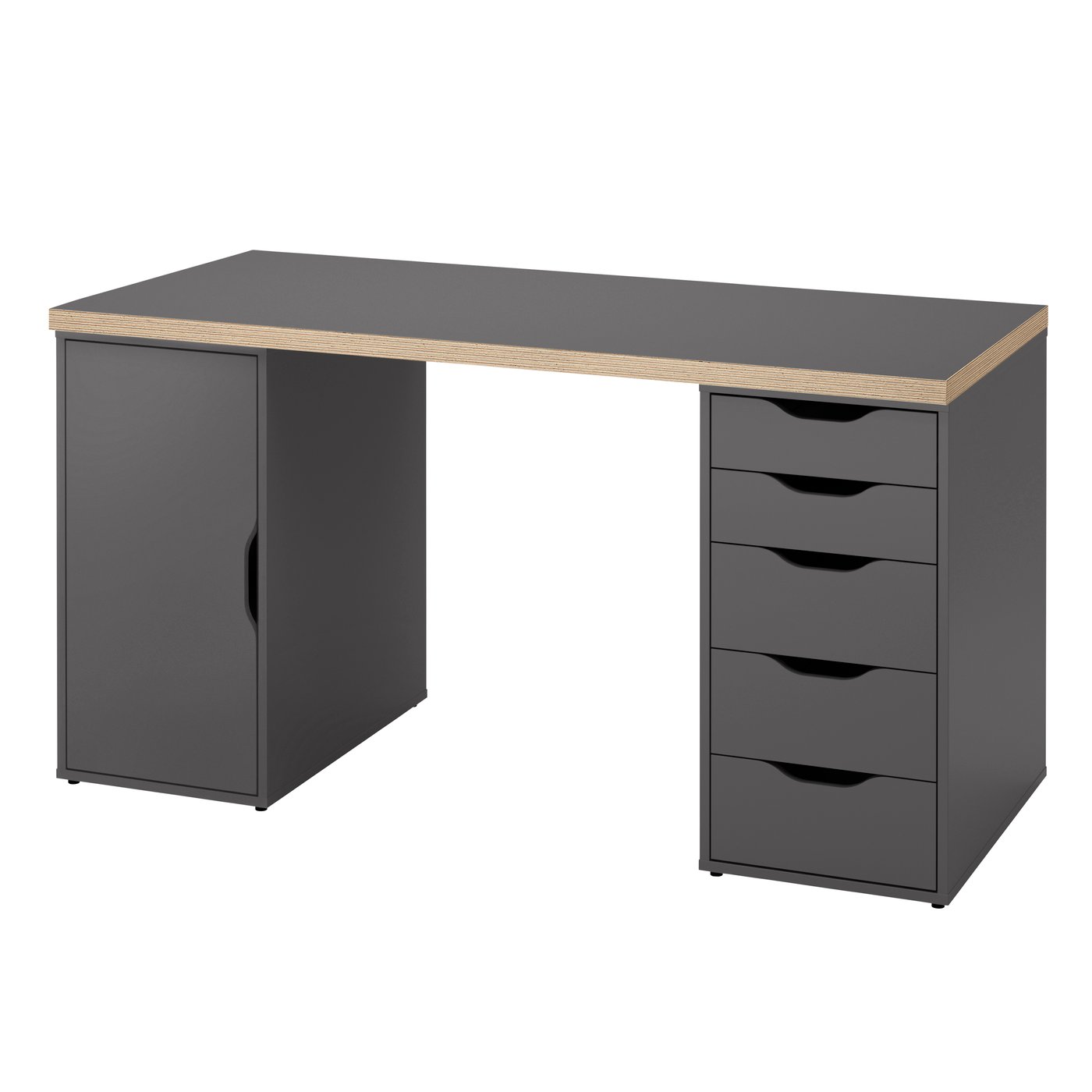 письменный стол, серый/под дерево, 140x60 см