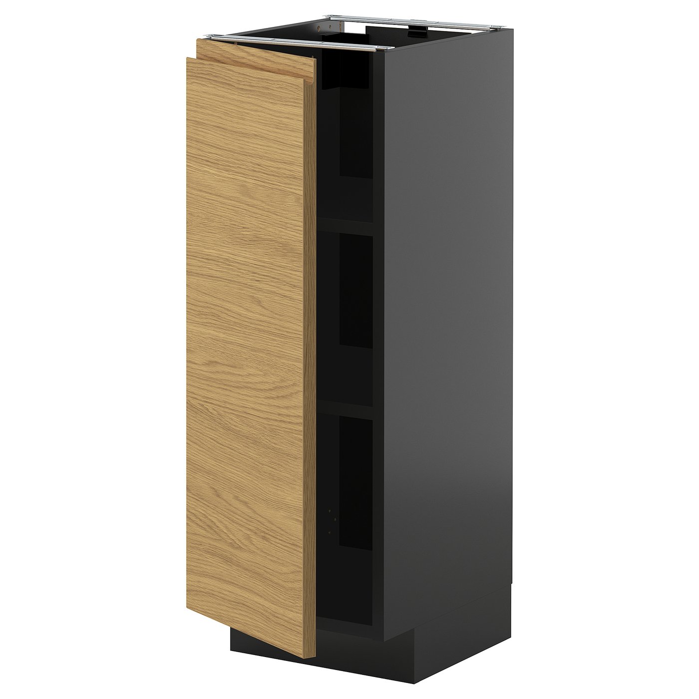 Напольный шкаф с полками, черно-серый/Voxtorp под дуб, 30x37 см — фото 1