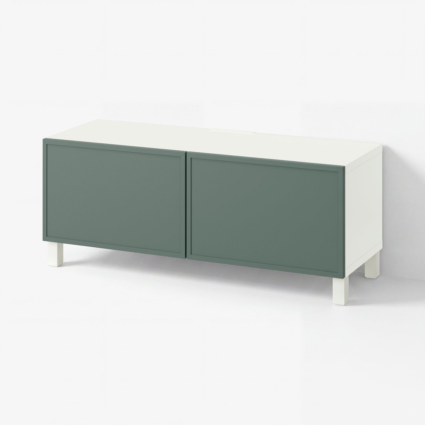 тумба под ТВ, с дверцами, белый/Krukmakare темный серо-зеленый, 120x42x48 см