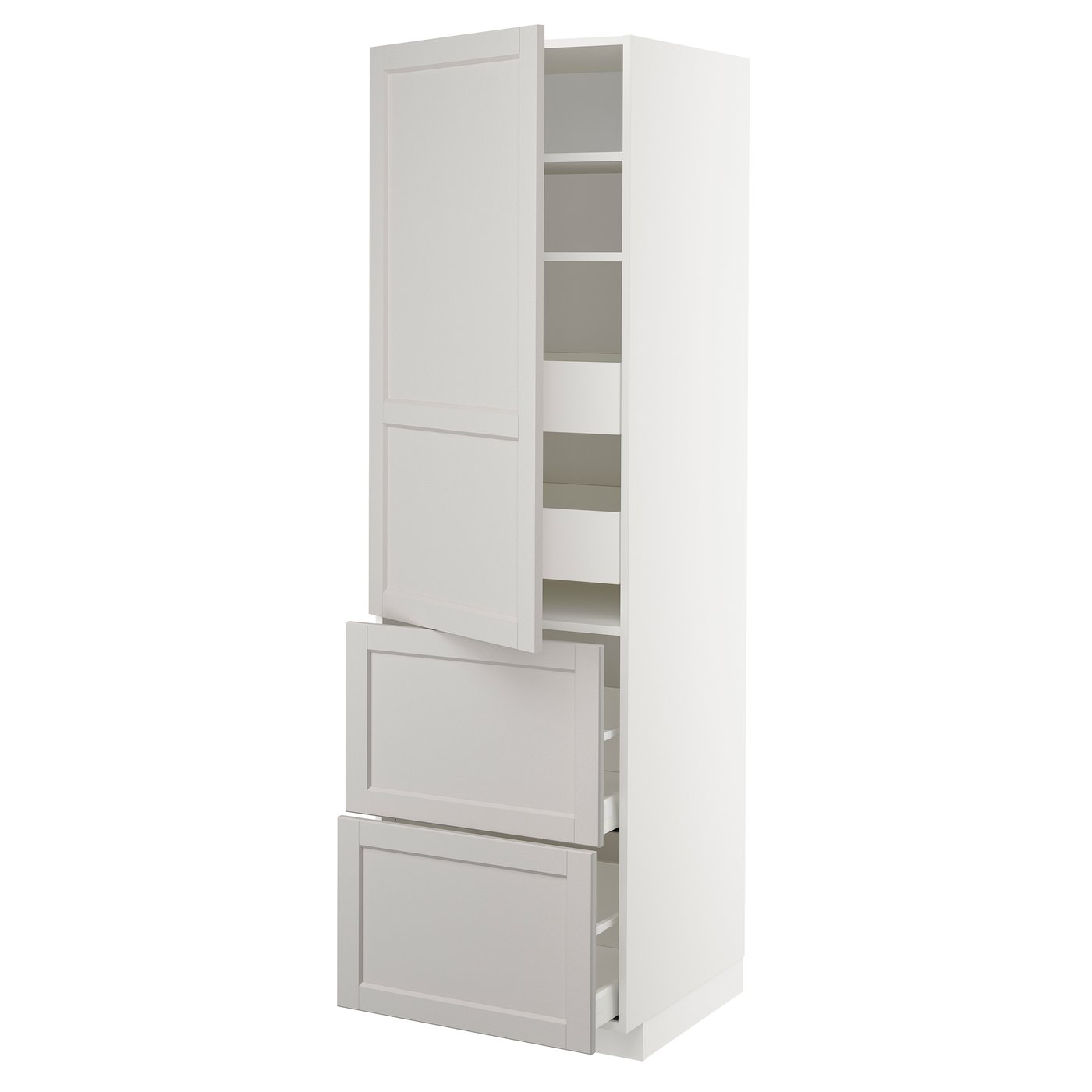 высокий шкаф+полки/4ящ/двр/2фасада, 60x60x200 cm