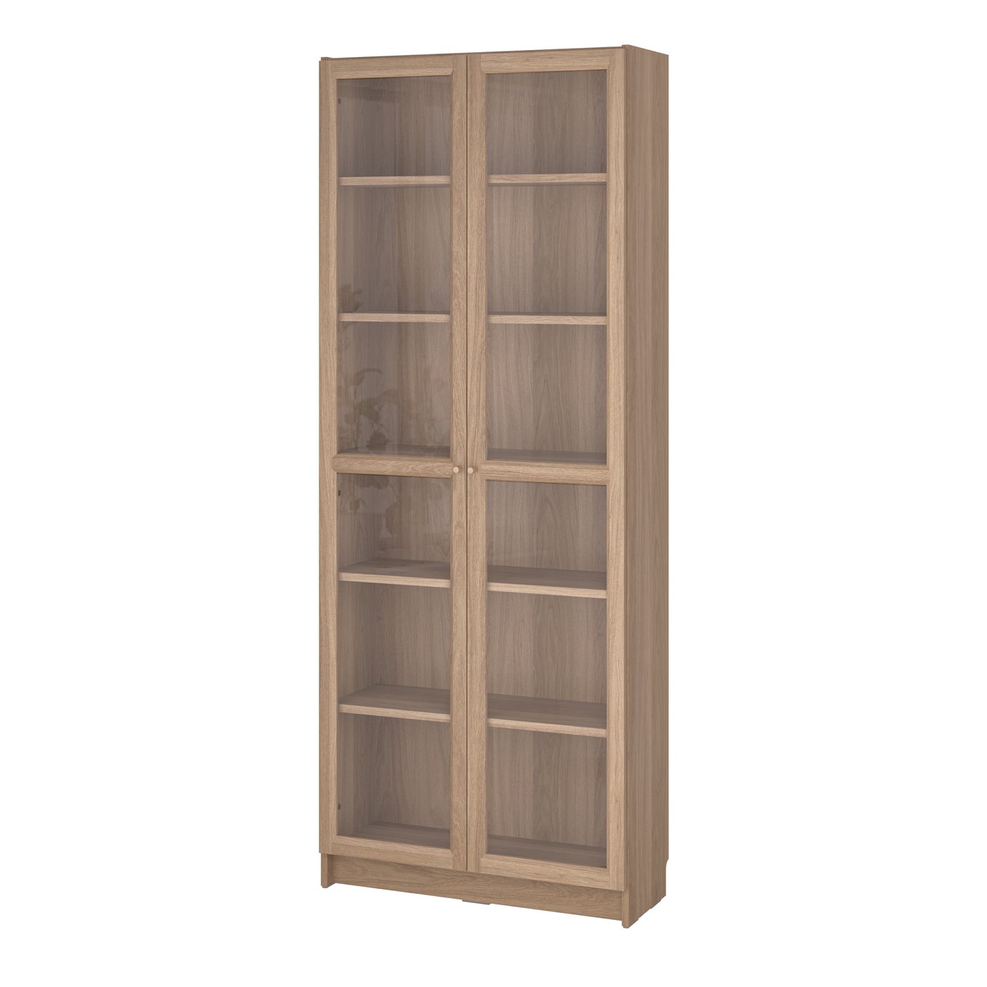 стеллаж со стеклянными дверцами, под дуб, 80x30x202 см