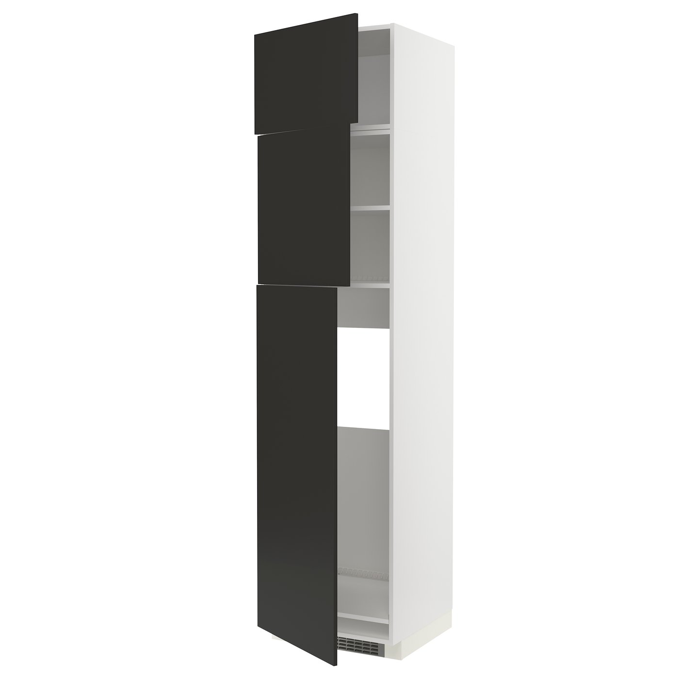 высокий шкаф д/холодильника/3дверцы, белый/Nickebo матовый антрацит, 60x60x240 см