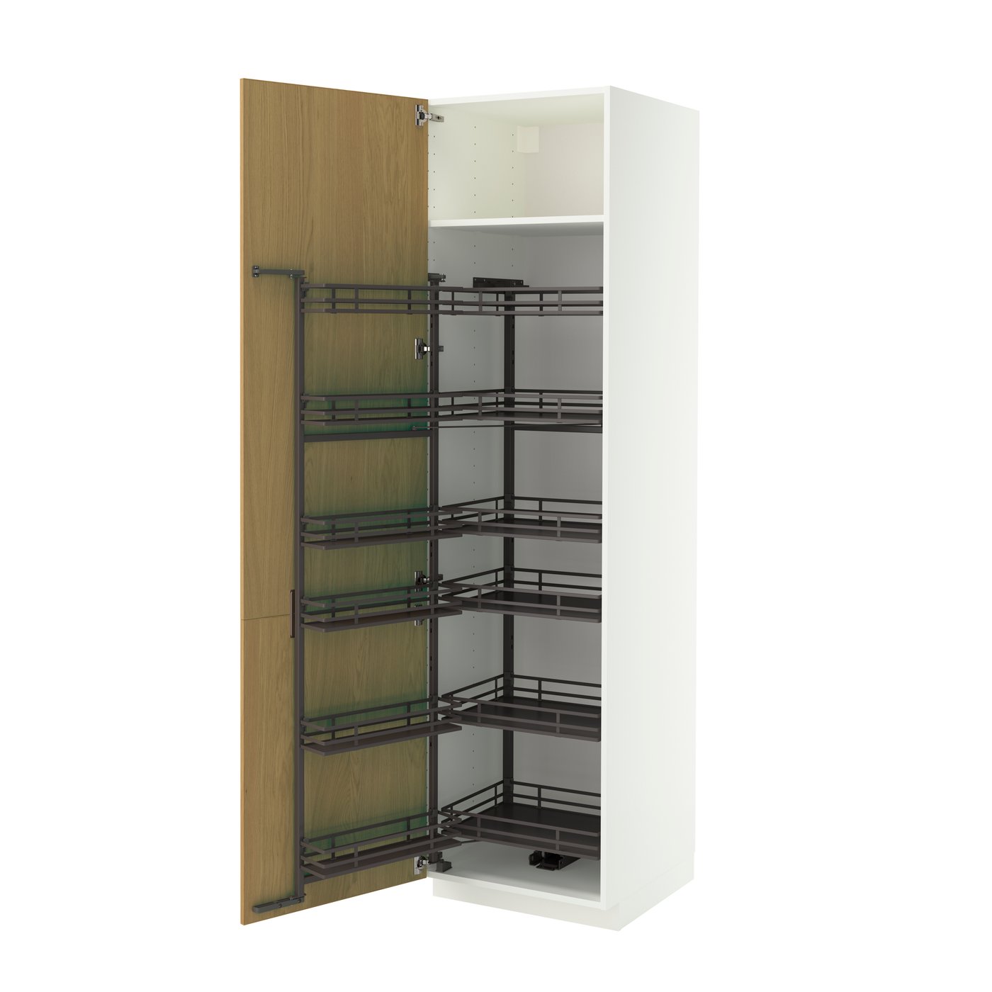 Высокий шкаф с выдвижным модулем, белый/Sinarp дубовый шпон, 60x60x220 см