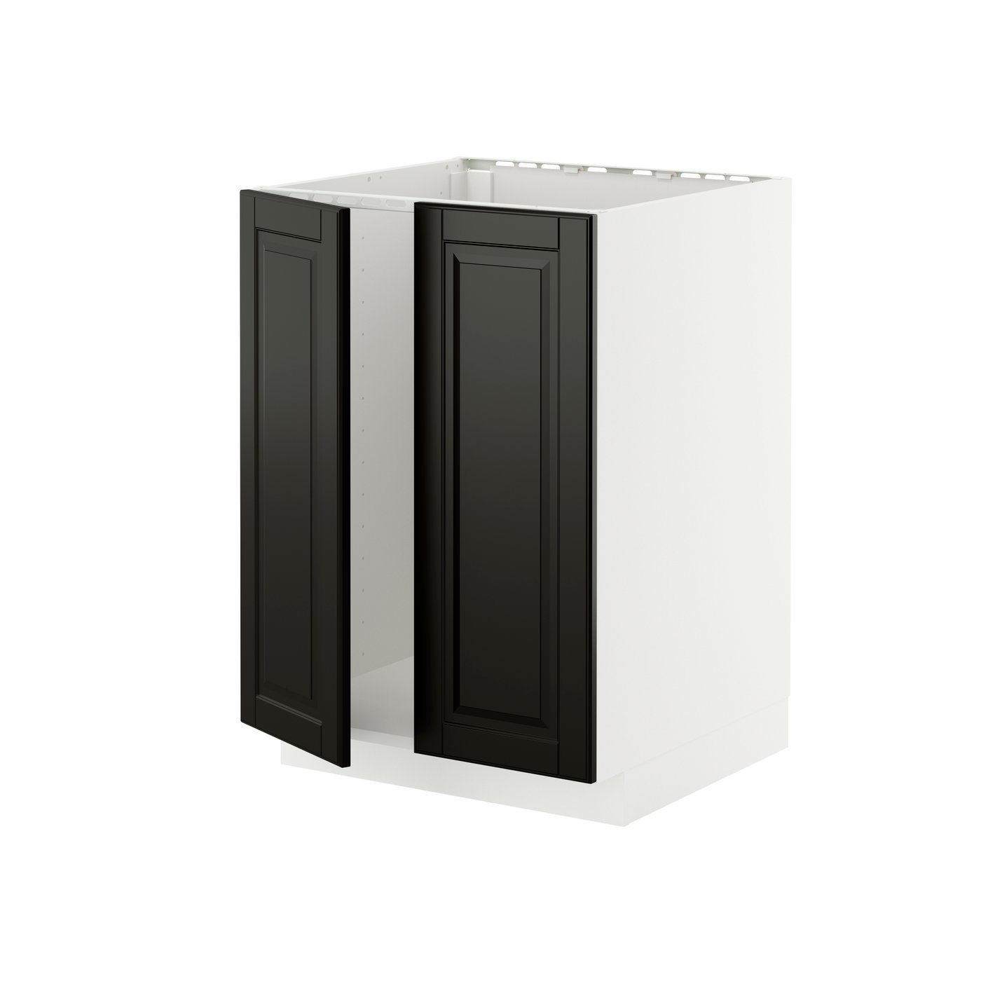 Напольный шкаф для мойки+2 двери, белый/Bodbyn чёрный, 60x60 см