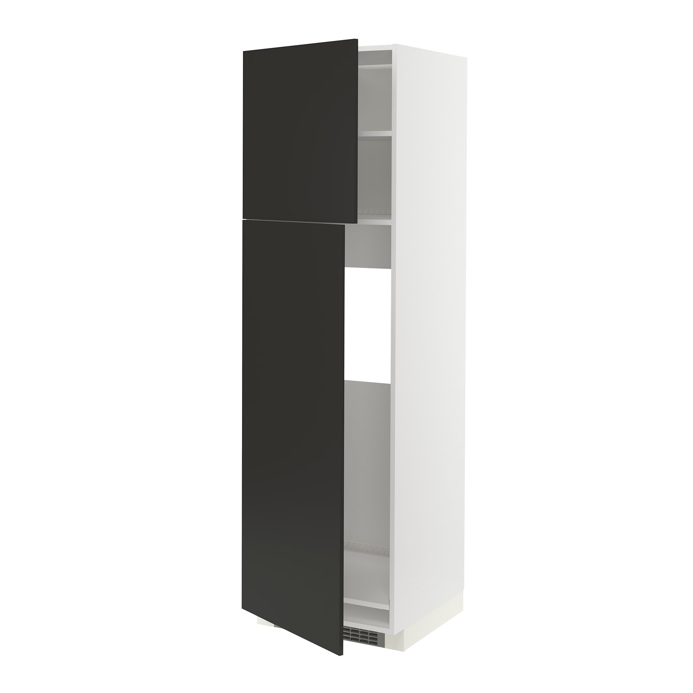 высокий шкаф д/холодильника/2дверцы, белый/Nickebo матовый антрацит, 60x60x200 см