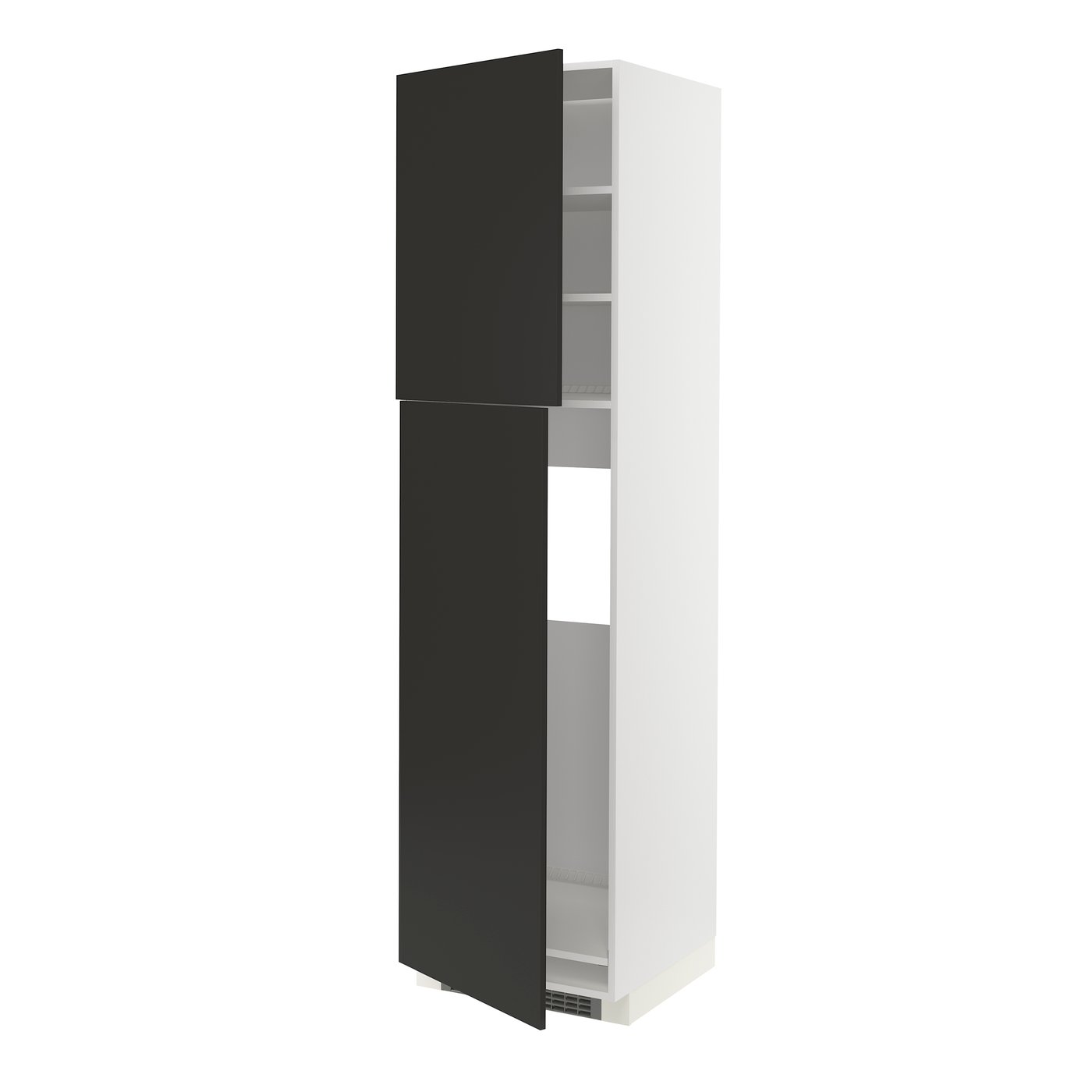 высокий шкаф д/холодильника/2дверцы, белый/Nickebo матовый антрацит, 60x60x220 см