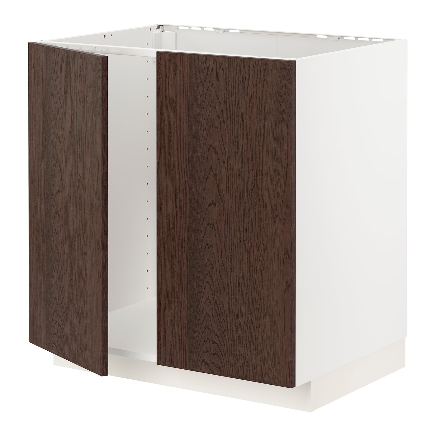 Напольный шкаф для мойки+2 двери, белый/Sinarp коричневый, 80x60 см