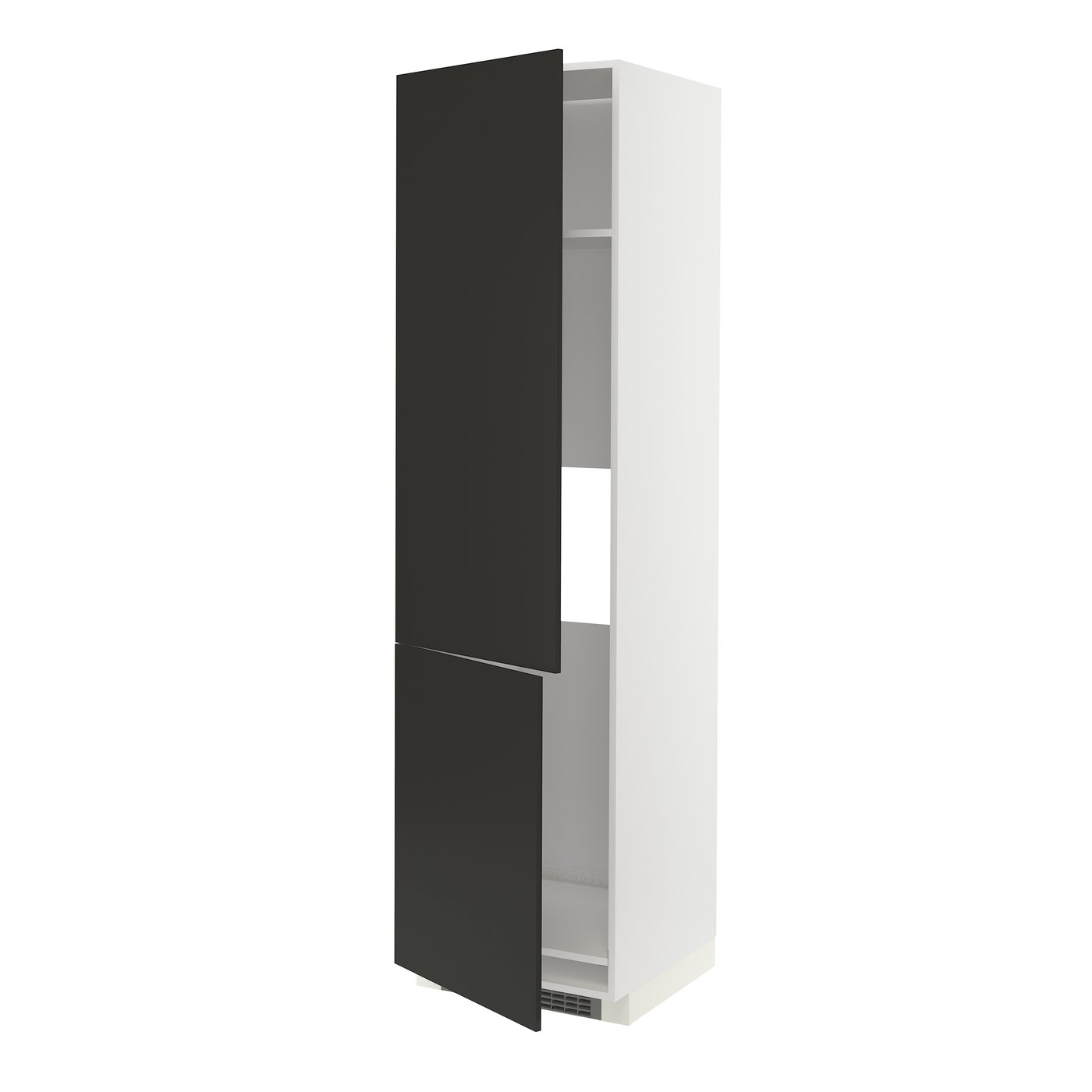 высокий шкаф д/холод/мороз/2дверцы, белый/Nickebo матовый антрацит, 60x60x220 см