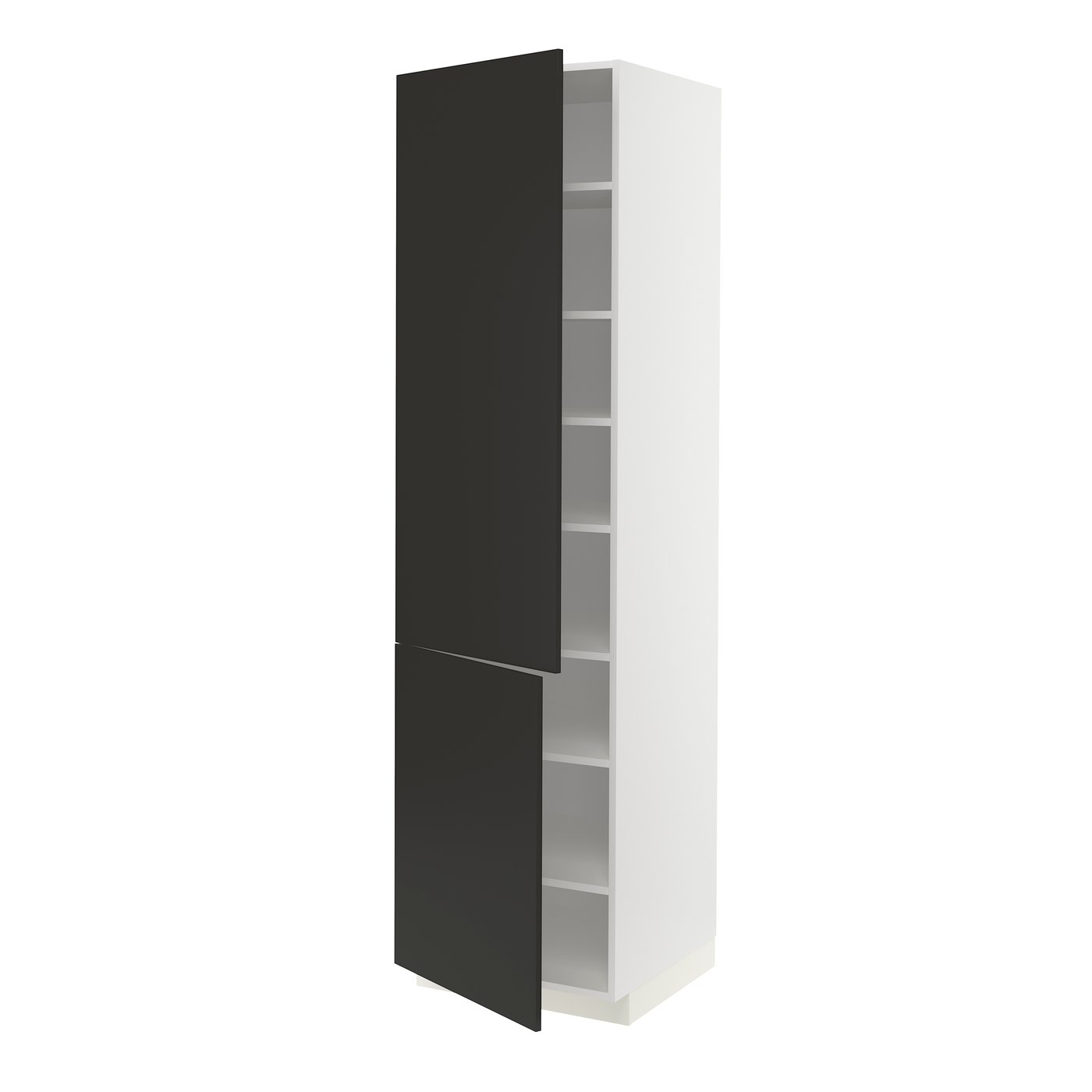 высокий шкаф с полками/2 дверцы, белый/Nickebo матовый антрацит, 60x60x220 см