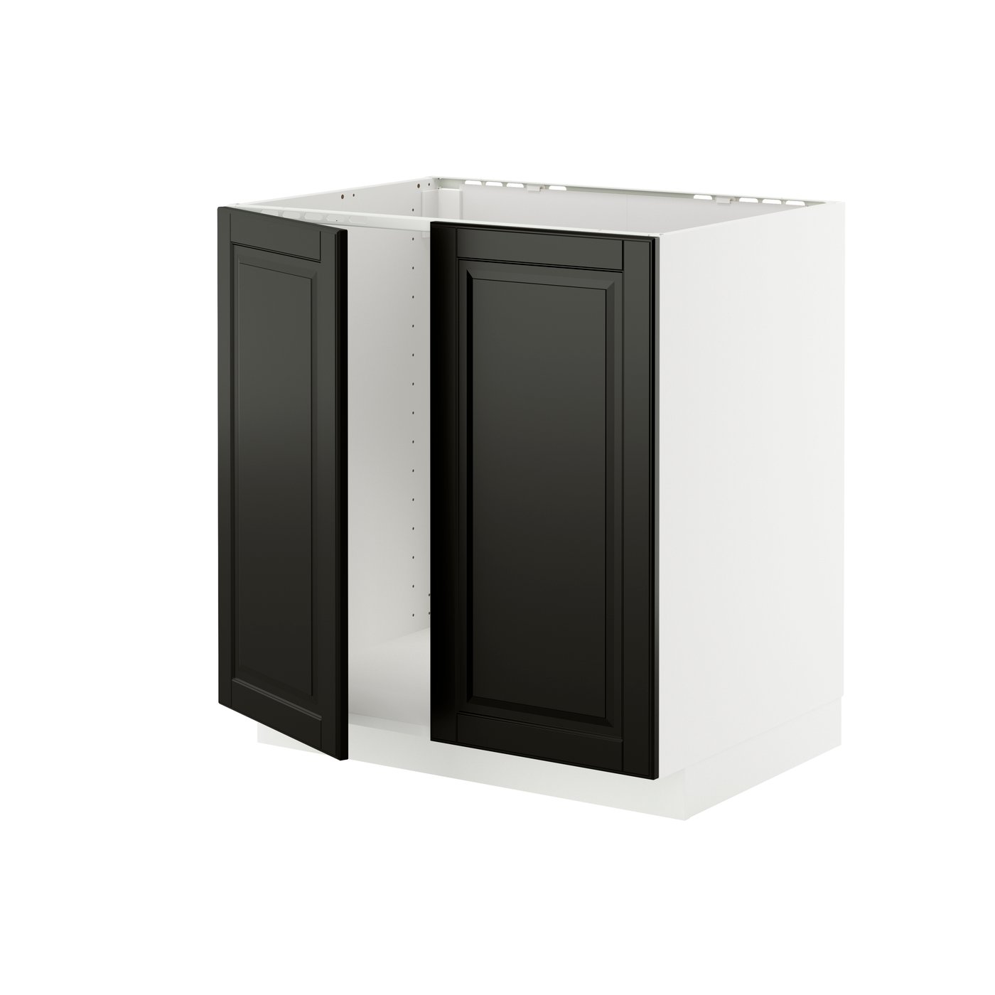 Напольный шкаф для мойки+2 двери, белый/Bodbyn чёрный, 80x60 см