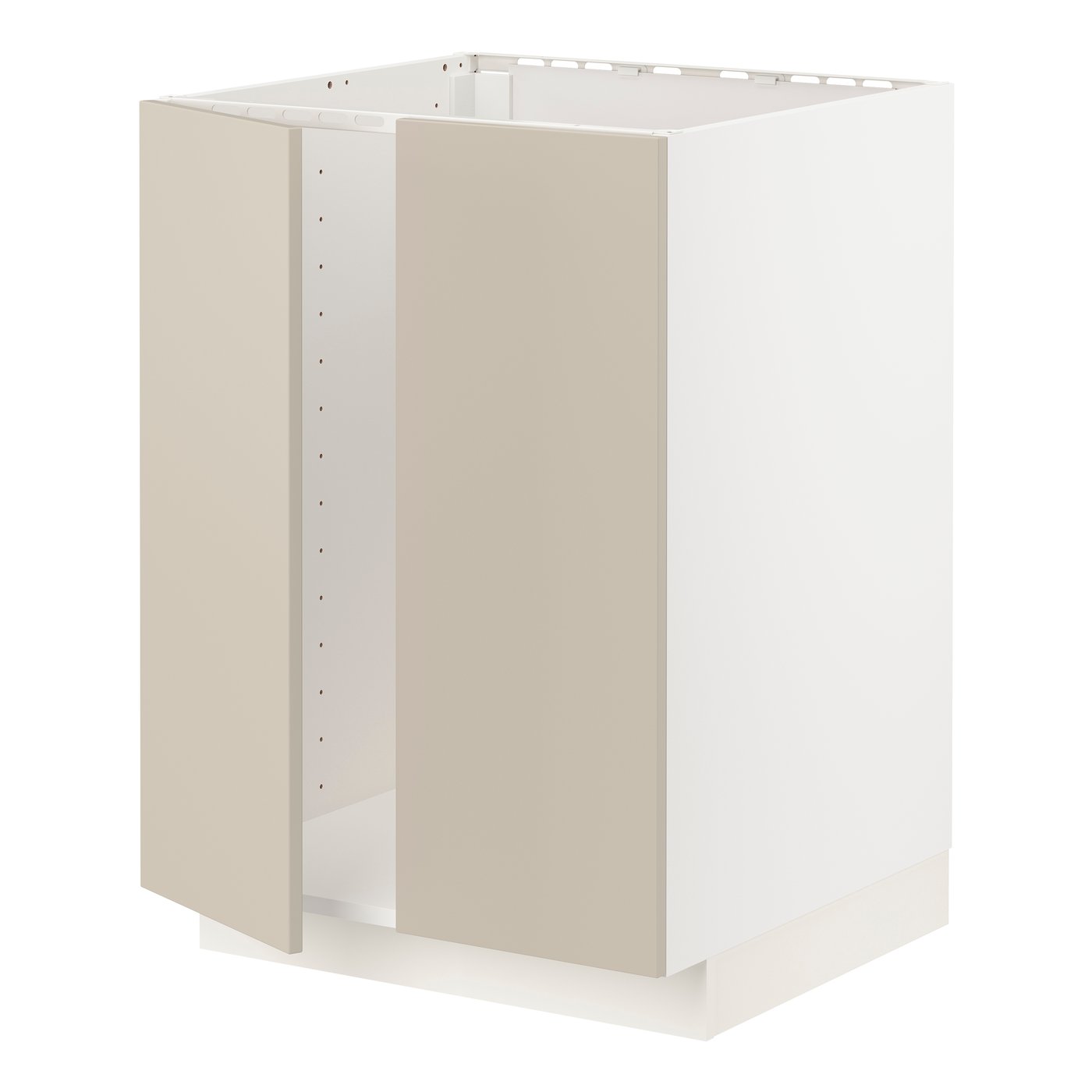Напольный шкаф для мойки+2 двери, белый/Havstorp бежевый, 60x60 см