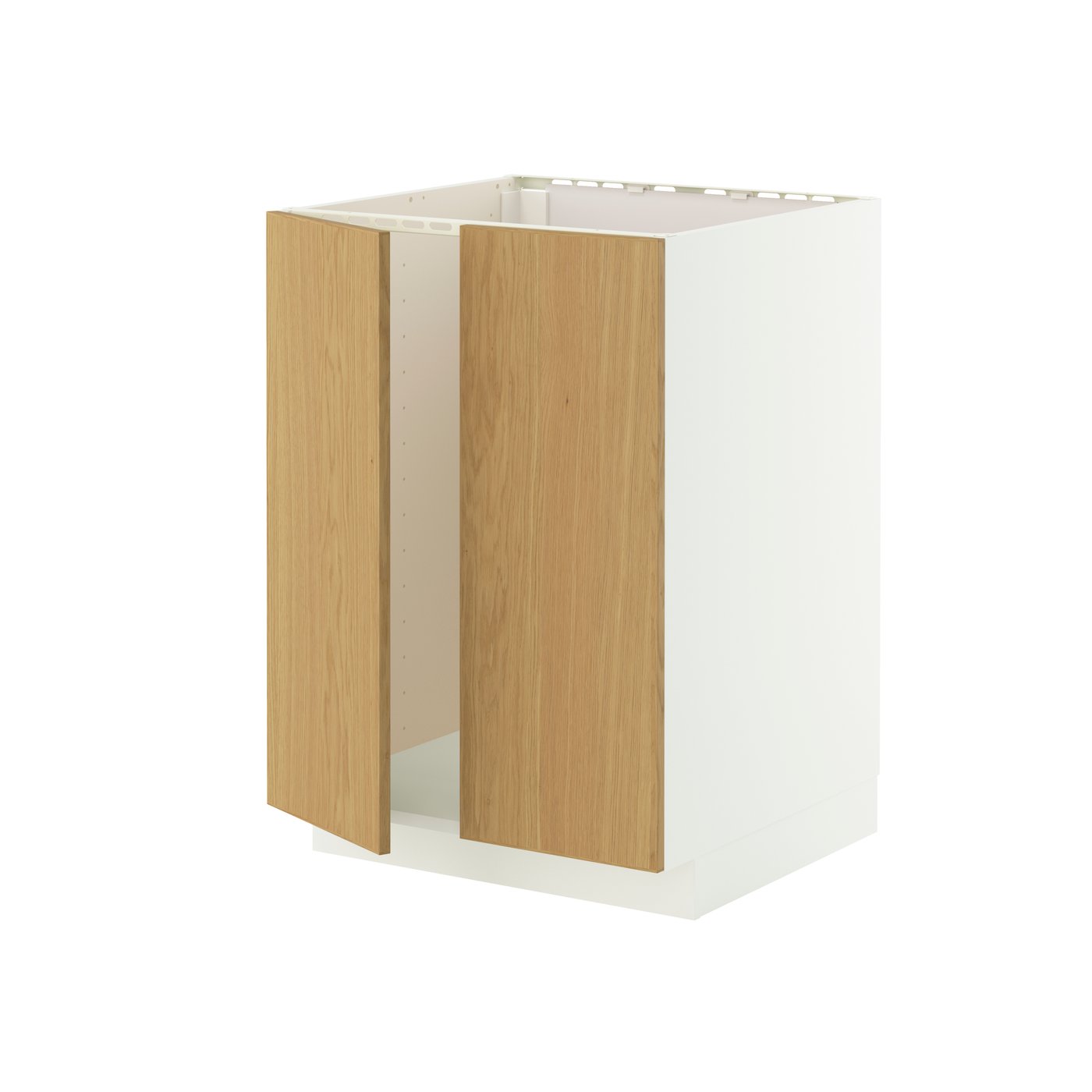 Напольный шкаф для мойки+2 двери, белый/Sinarp дубовый шпон, 60x60 см